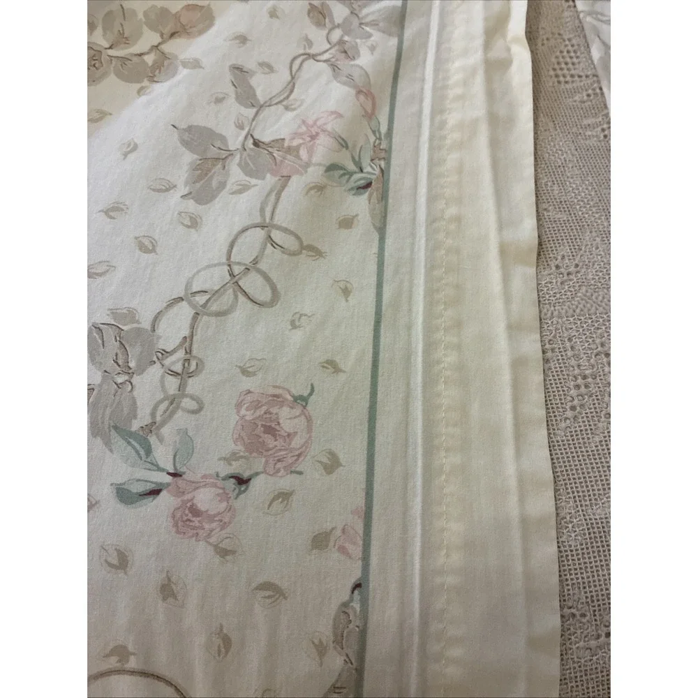 Vintage Cannon No Iron King Sheet Set 4 Piece Floral Flat Fitted 2 Pillowcases